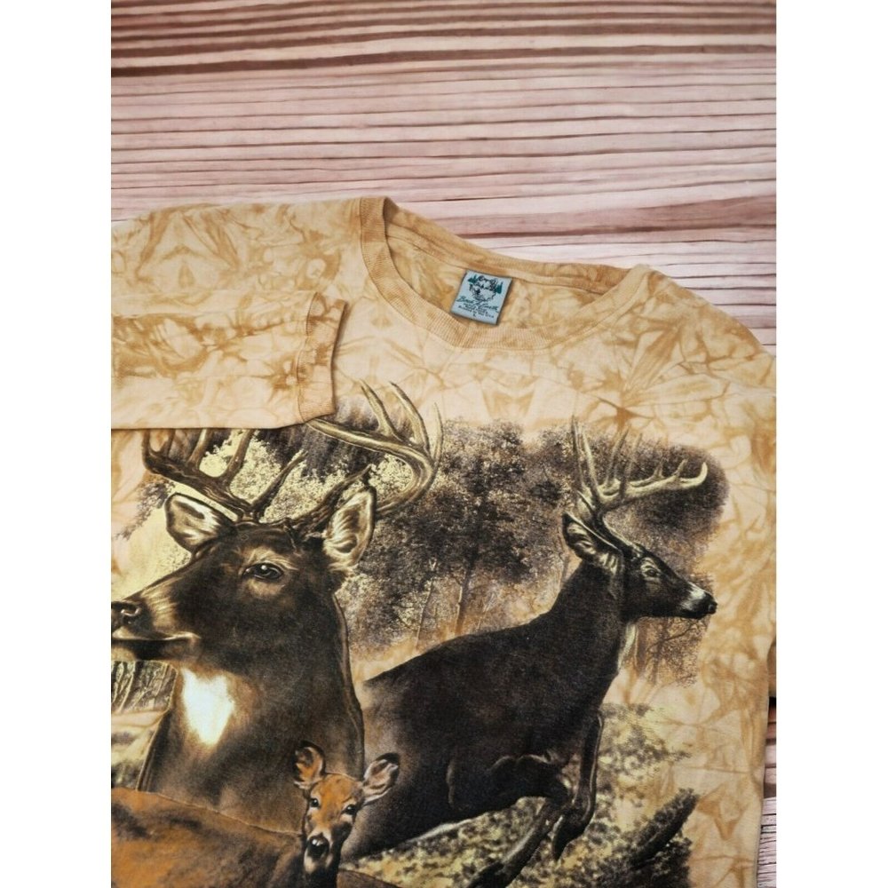 Vintage‎ Back To Earth Tie Dye Brown Long Sleeve Shirt Adult Large Deer Buck USA